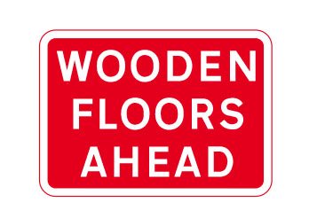 Wooden floors ahead - cats road sign