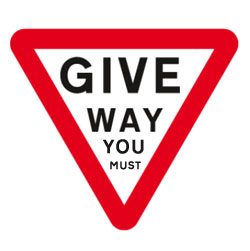 Give way you must - parody Star Wars road sign